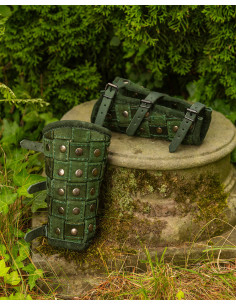 Brazaletes medievais de couro modelo Robert, cor verde