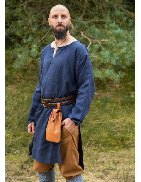 Túnica longa vikinga de linho, cor...
