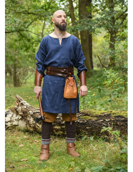 Túnica longa vikinga de linho, cor...