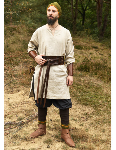 Túnica longa vikinga de linho, cor...