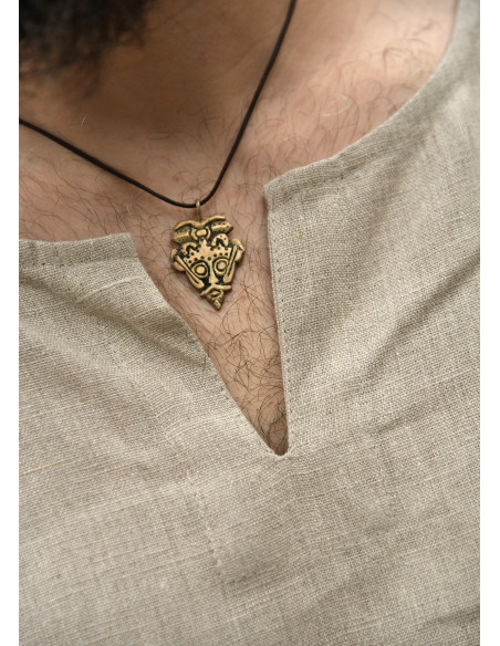 Túnica longa vikinga de linho, cor...