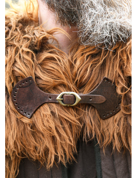 Fecho de pescoço com fivela, cor marrom