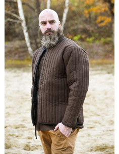 Gambesão medieval de algodão acolchoado, cor marrom 2