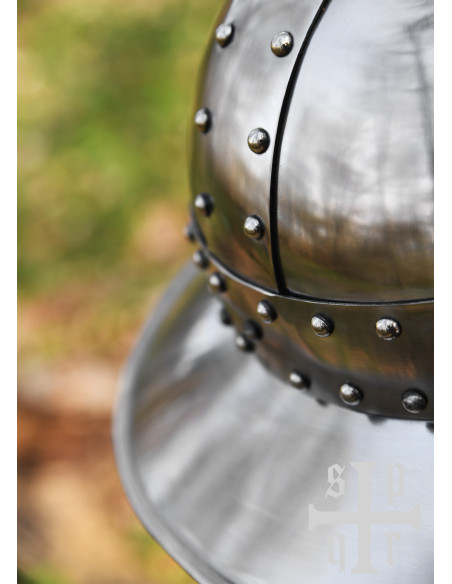 Capacete medieval Kettle século XIV...