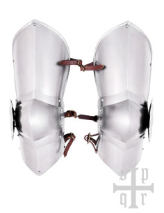 Protetores medievais em aço para joelho e parte superior...