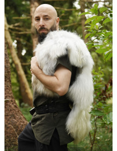 Capa de pele natural, modelo Berserker, cor branca manchada 2