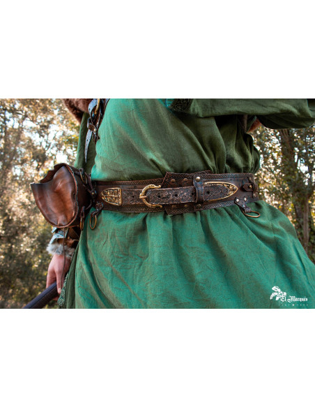 Cinto medieval largo Drakkar - marrom...