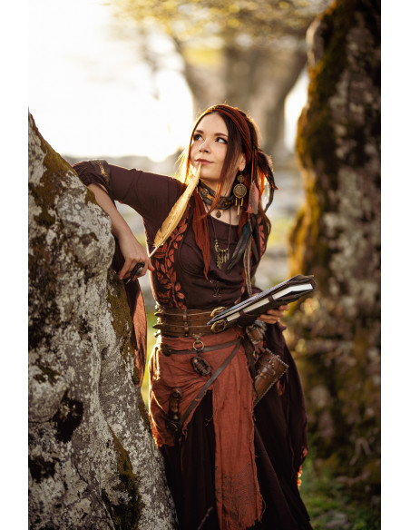 Cinto tático medieval duplo em couro...