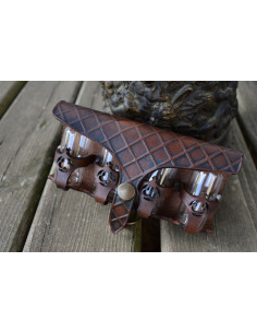 Bolsa de couro para 4 poções mágicas - Marrom