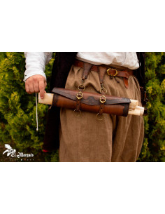 Porta-pergaminhos para cinto em couro para LARP