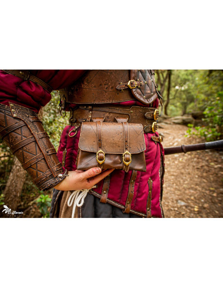 Bolsa Medieval Adventurer em couro,...