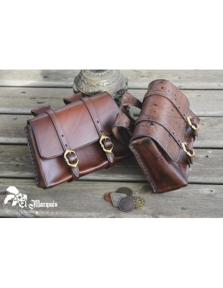 Bolsa Medieval Adventurer em couro,...