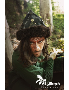 Chapéu Viking de ovelha e couro