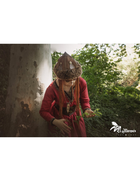 Chapéu Viking de ovelha e couro