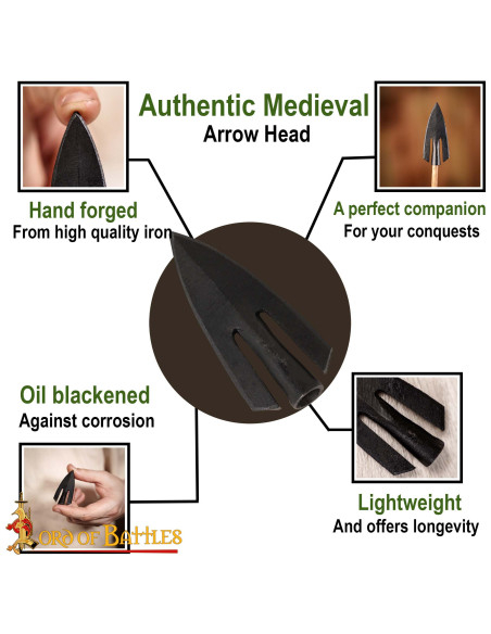 Ponta de flecha Medieval, cauda de...