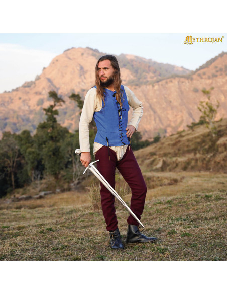 Camisa medieval sem mangas na cor azul