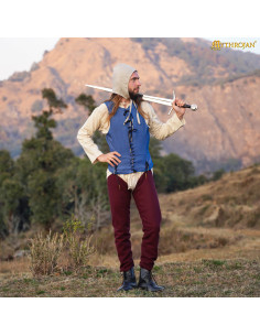 Camisa medieval sem mangas na cor azul 2