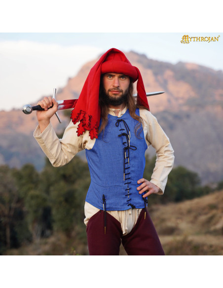 Camisa medieval sem mangas na cor azul