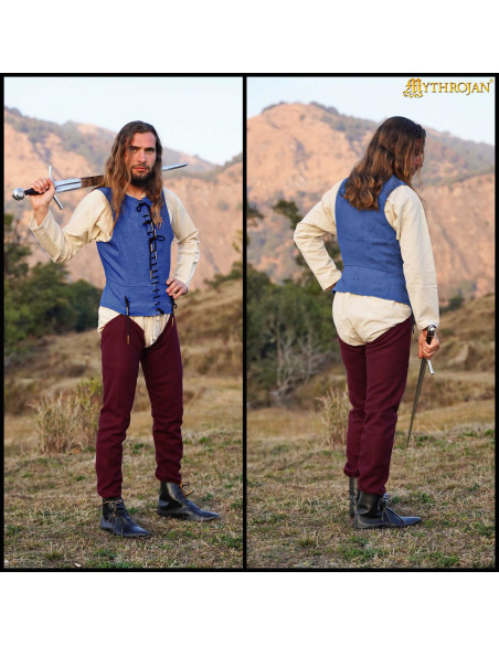 Camisa medieval sem mangas na cor azul