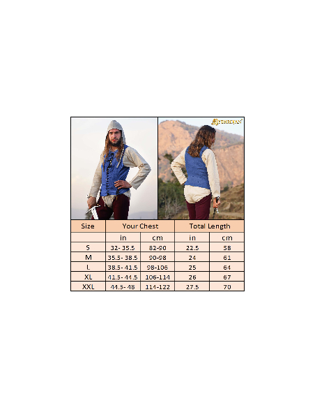 Camisa medieval sem mangas na cor azul