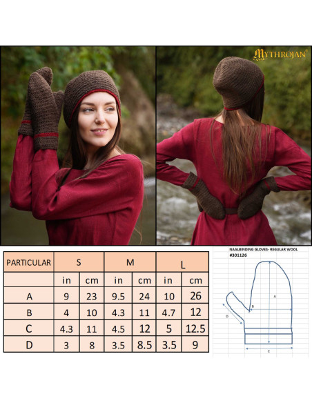 Manoplas vikings e medievais em lã