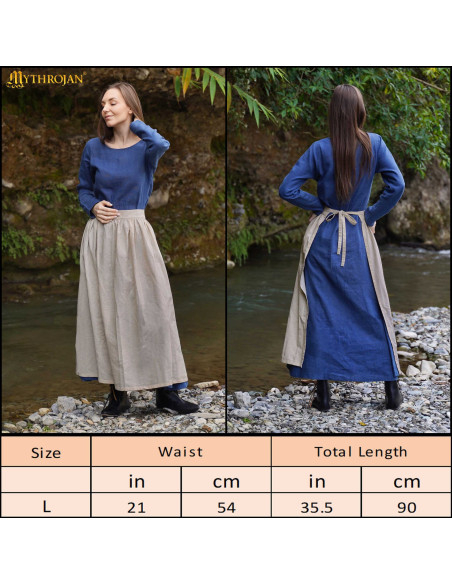 Delantal medieval de camponesa em linho