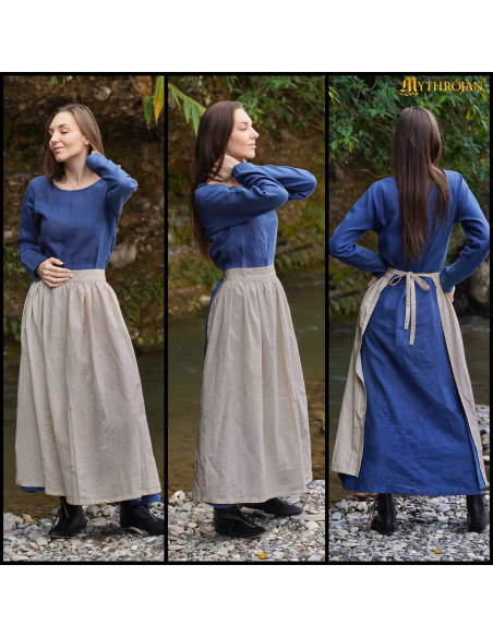 Delantal medieval de camponesa em linho