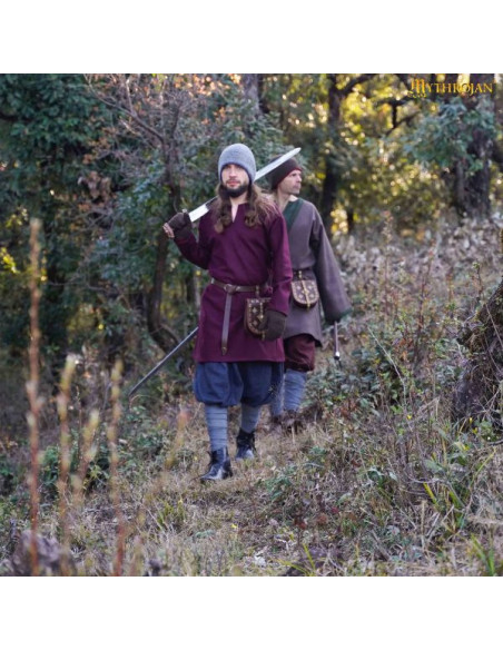 Túnica Vikinga Erik em lã granada