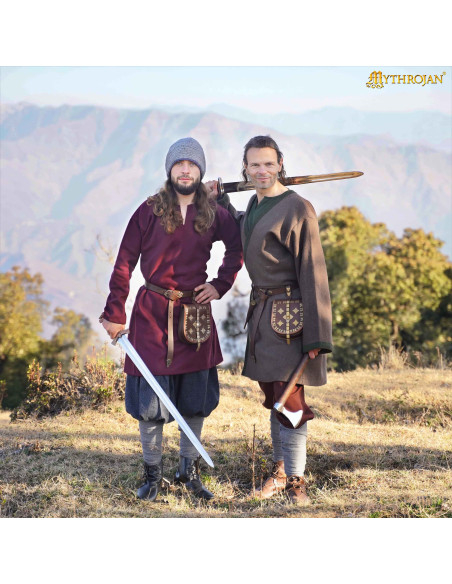 Túnica Vikinga Erik em lã granada