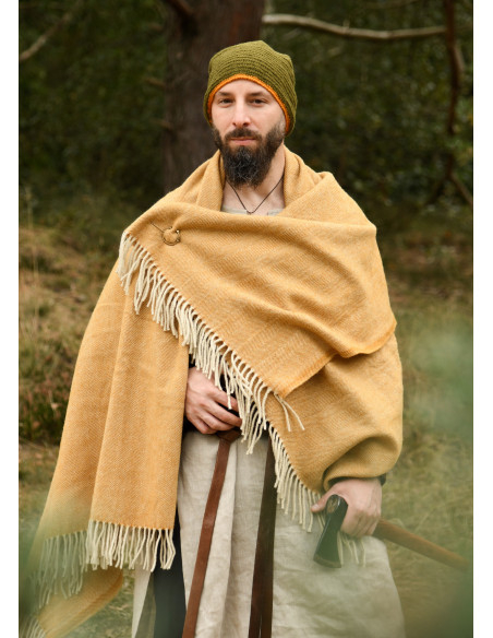 Gorro de lã crochê, verde-amarelo