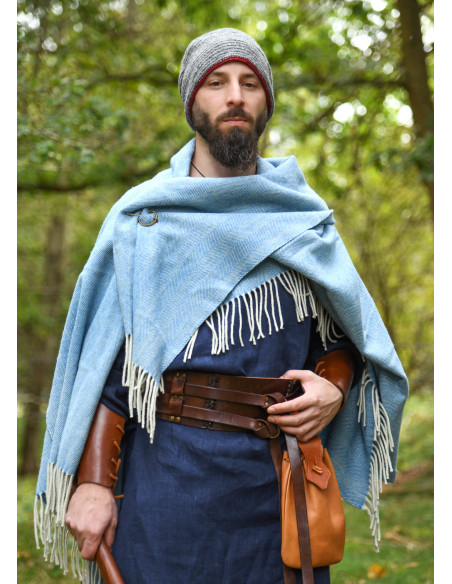 Gorro de lã crochê, cinza-vermelho