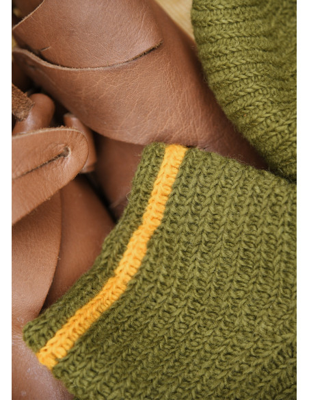 Meias de lã Crochê, verde-amarelo