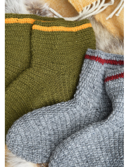 Meias de lã Crochê, verde-amarelo