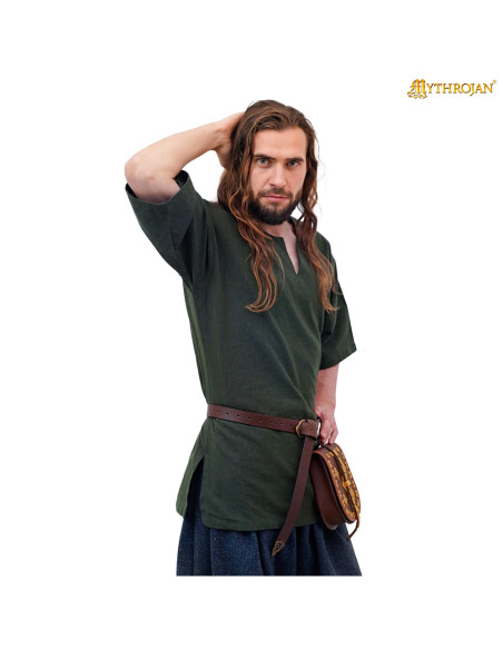 Túnica vikinga curta em algodão...