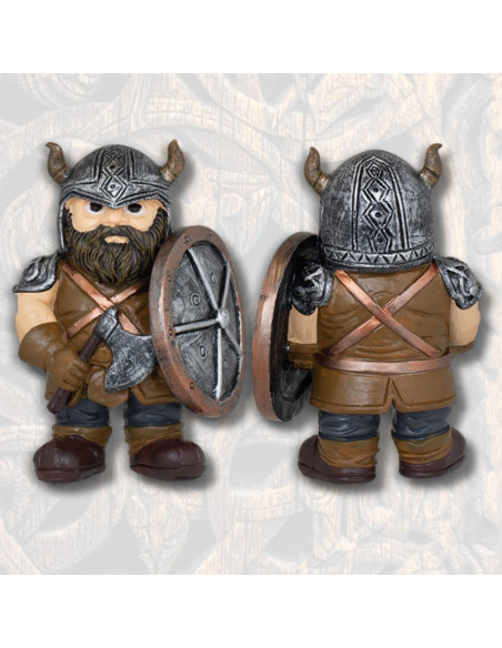 Figura de resina vikinga com machado...