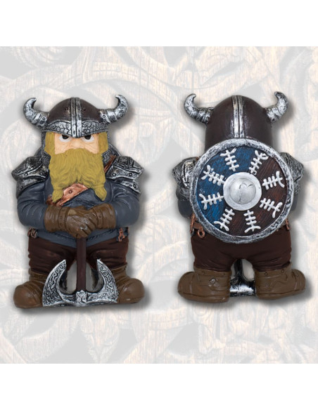 Figura de resina vikinga com machado...