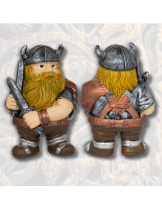 Figura de resina vikingo com 2 espadas (10,5 cm.)