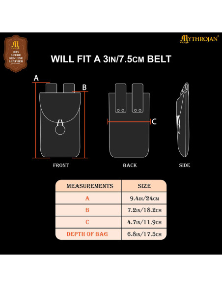 Bolsa medieval para cinto em couro de...