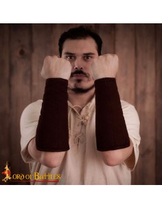 Brazaletes medievais acolchoados em algodão, cor marrom 2