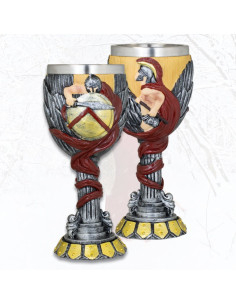 Copa de resina decorada com capacete espartano (18,5 cm.)