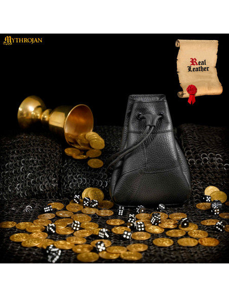 Sacolinha medieval de esmola, cor preta