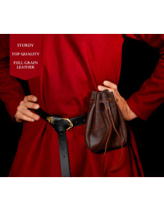 Bolsinha medieval de esmola, cor marrom 2