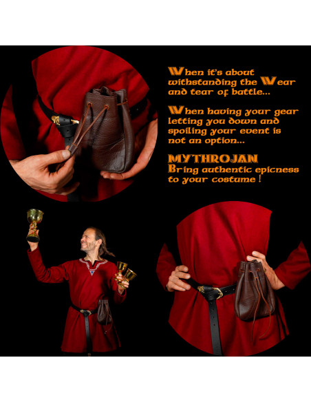 Bolsinha medieval de esmola, cor marrom