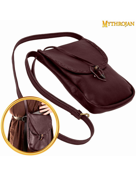 Bolsa transversal medieval de couro,...