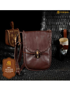 Bolsa transversal medieval de couro, cor marrom 2
