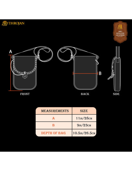Bolsa transversal medieval de couro,...