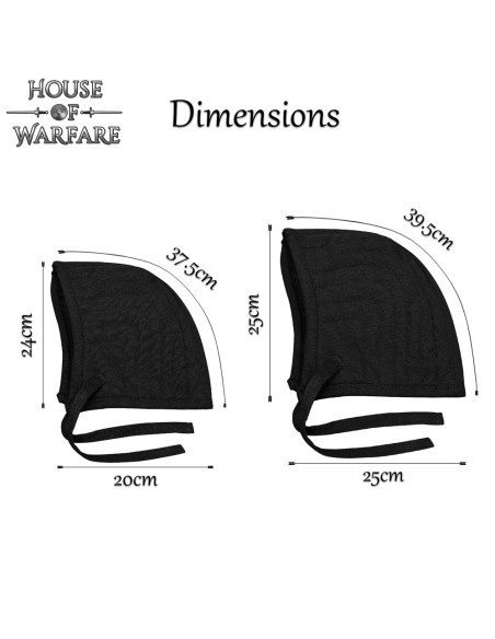Crespina medieval acolchoada, cor preta