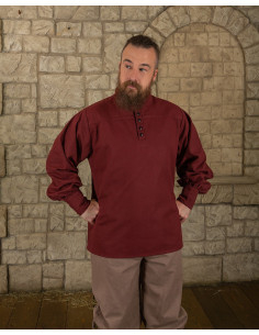 Camisa Medieval Bartold na cor vermelho vinho tinto