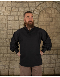 Camisa Medieval Bartold na cor preta