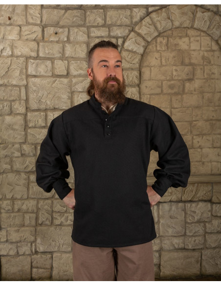Camisa Medieval Bartold na cor preta